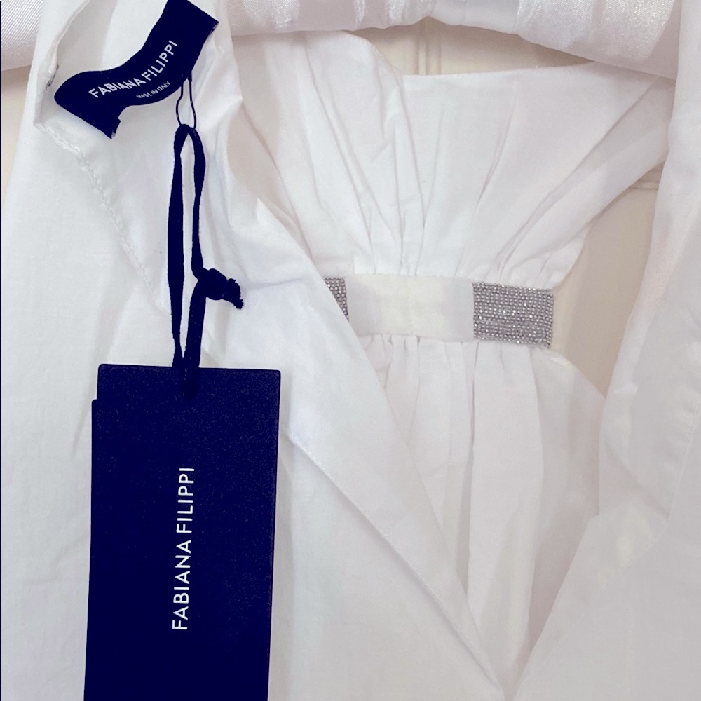 Fabiana Filippi Elegant White Halter Tunic length with Silver Accent size 10-12 - Picture 3 of 13
